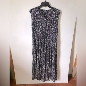 Chaps Floral Dress. Blue Sleeveless Size XLT